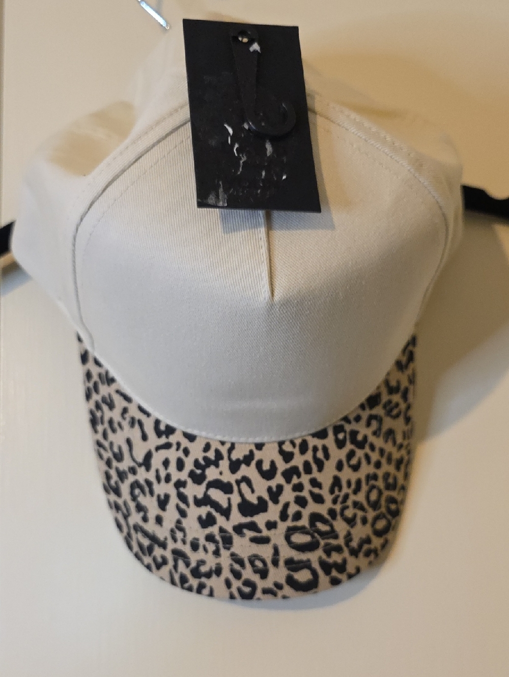 David and Young Cream Baseball Cap with Leopard Print Brim - Picture 2 of 6